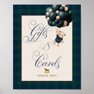 Bearly Wait Preppy Teddy Balloon Baby Shower Poster