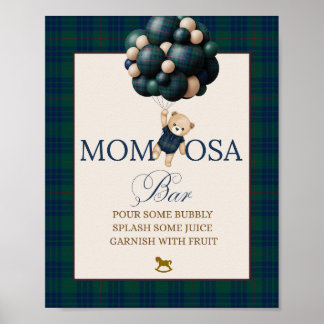 Bearly Wait Preppy Teddy Balloon Baby Shower Poster