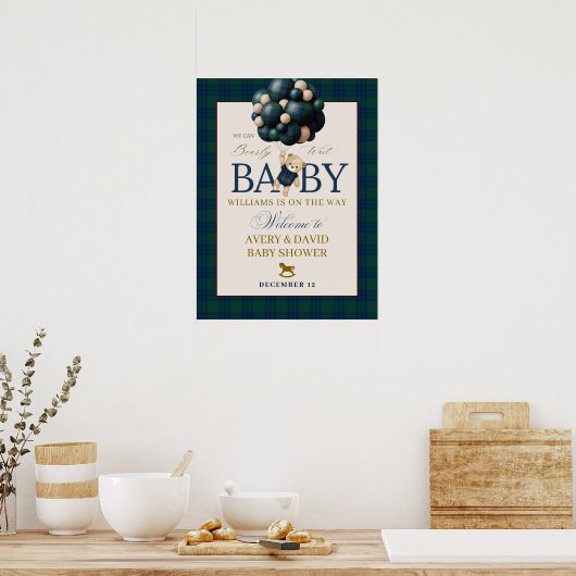 Bearly Wait Preppy Teddy Balloon Baby Shower Poster (Keuken)