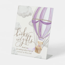 Bearly Wait Roze Boeken en Geschenken Baby shower Reclamebord Met Voetstuk