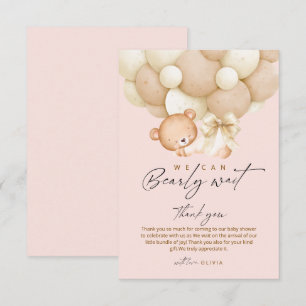 Bearly Wait Schattig Meisje Baby Shower Bedankkaart