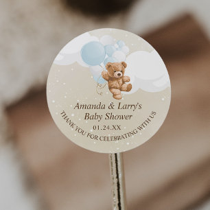 Bearly Wait Stofblauwe Teddydbeer Ronde Sticker
