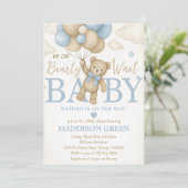 Bearly Wait Teddy Bear Baby shower Uitnodiging (Staand voorkant)