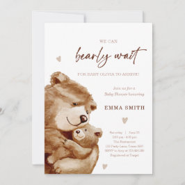 Bearly Wait Teddy Bear Boho Neutral Baby Shower Kaart