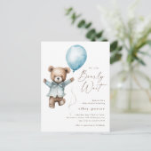 Bearly Wait Teddy Bear Boys Baby shower Invitation (Debout devant)