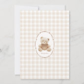 Bearly Wait Teddy Bear Gingham Baby shower Uitnodi Kaart (Achterkant)