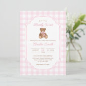 Bearly Wait Teddy Bear Girl Baby Shower Kaart (Staand voorkant)