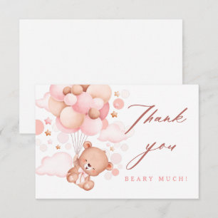 Bearly Wait Teddy Bear Roze Baby shower Bedankkaart