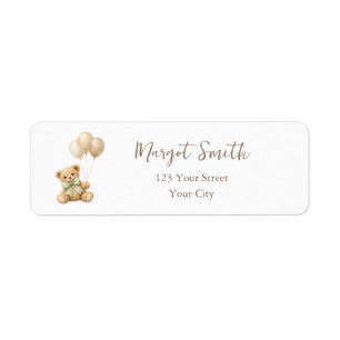 Bearly Wait Teddybeer Baby Shower Retouradres Etiket