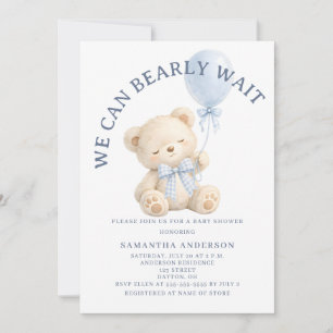 Bearly Wait Teddybeer Blauwe Jongen Baby Shower Kaart