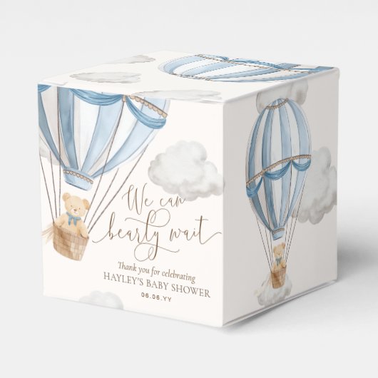 Bearly Wait Teddybeer Heet Luchtballon Baby Shower Bedankdoosjes (Voorkant Zijde)