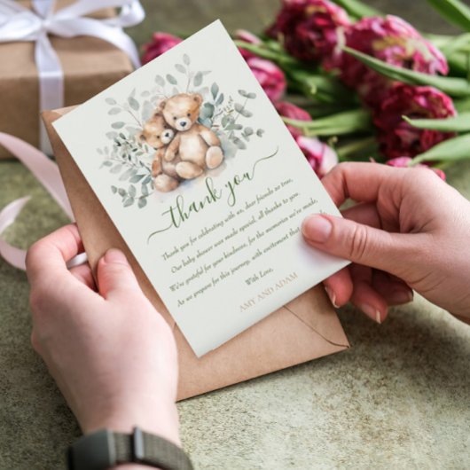 Bearly Wait Twins Schattigee teddybeer Boho Baby s Bedankkaart