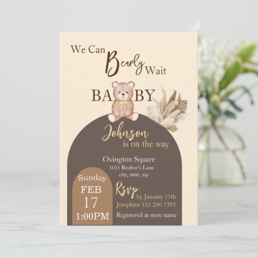 Bearly Wait Uitnodiging (Staand voorkant)