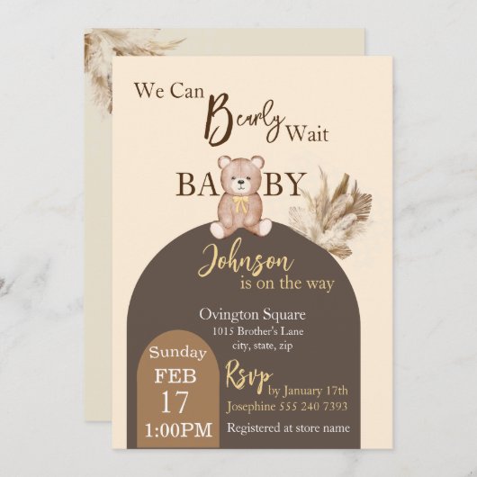 Bearly Wait Uitnodiging (Voorkant / Achterkant)