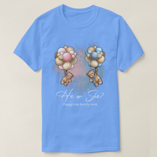 Bears Balloons Pappy Can Bearly Wait Gender Reveal T-shirt (Design voorkant)