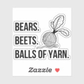 Bears Beets Balls of Yarn - Sticker (Feuille)