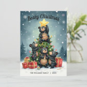 Bears Christmas Tree Family Name Carte de Noël (Debout devant)