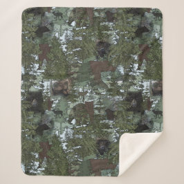 Bears in the Beautiful Woods Sherpa Deken
