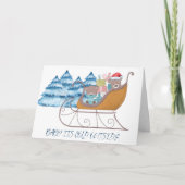 Bears mignonne en Sleigh Carte de Noël (Devant)