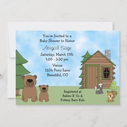 Bears mignonne et Baby shower Cabine Invitation (Devant)