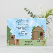 Bears mignonne et Baby shower Cabine Invitation (Debout devant)
