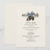 Bears Mountain Watercolor Baby shower Invitation (Devant / Derrière)