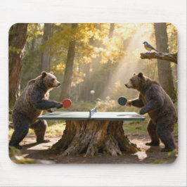 Bears Playing Ping Pong in a Forest Muismat