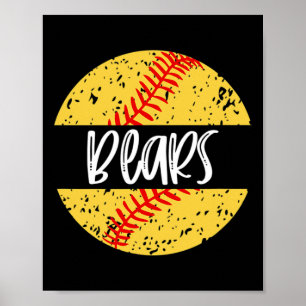 Bears Softbal Team Mascotte School Spirit Wedstrij Poster