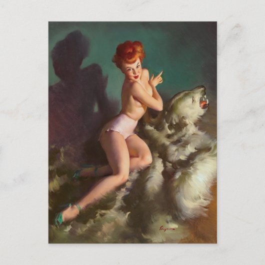 Bearskin Pin Up Briefkaart (Voorkant)