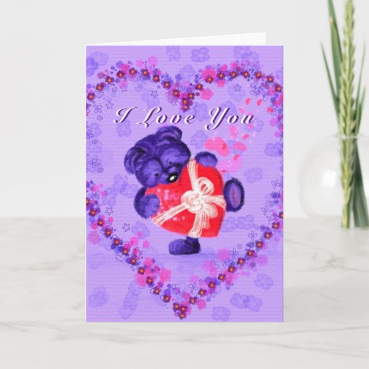 Beart mignon avec cadeau Carte Saint Valentin (Devant)