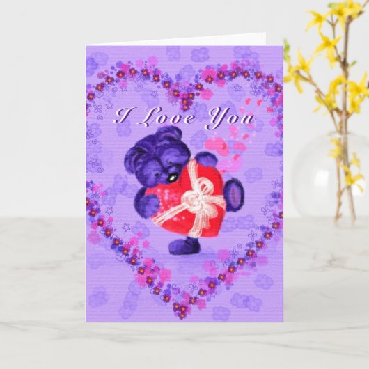 Beart mignon avec cadeau Carte Saint Valentin (Fleur jaune)