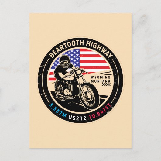 Beartooth Highway All American Road Motorcycle Briefkaart (Voorkant)