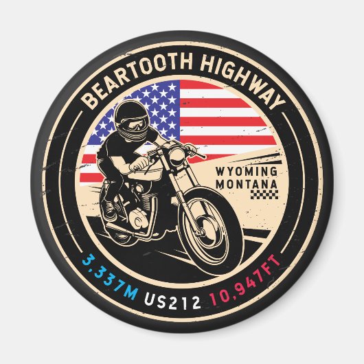 Beartooth Highway All American Road Motorcycle Magneet (Voorkant)