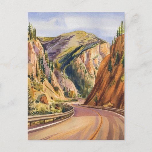 Beartooth Highway Montana Waterverf schilderij Briefkaart (Voorkant)