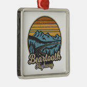 Beartooth Highway Montana Wyoming Retro Metalen Ornament (Rechts)