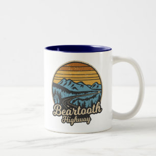 Beartooth Highway Montana Wyoming Retro Tweekleurige Koffiemok