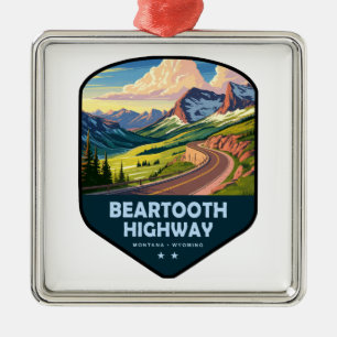 Beartooth Highway Montana Wyoming Schild Metalen Ornament