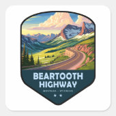 Beartooth Highway Montana Wyoming Shield Vierkante Sticker (Voorkant)