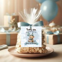 Beary 1e verjaardag favor tags & Cupcake Toppers