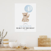 Béary 1er anniversaire Bleu Ours Affiche de bienve (Cuisine)