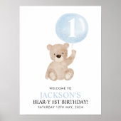 Beary 1er anniversaire Ours Bleu Affiche de bienve (Devant)