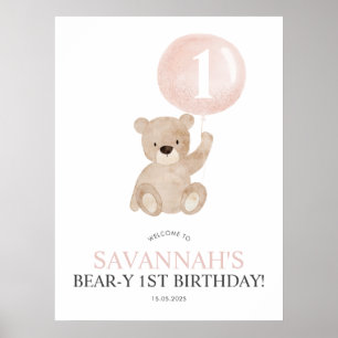 Béary 1er anniversaire Pink Bear Affiche de bienve