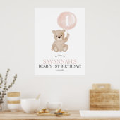 Béary 1er anniversaire Pink Bear Affiche de bienve (Cuisine)