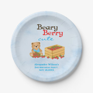 Beary Berry Schattigee Aardbei Cub Boy Verjaardags Papieren Bordje