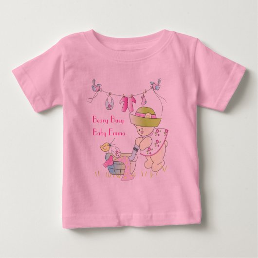 Beary Busy Personnalisé Baby T-shirt (Devant)