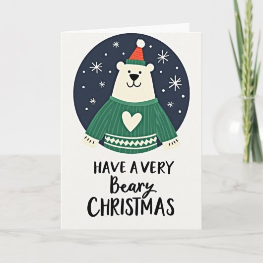Beary Christmas Polar Bear Card Kaart (Voorkant)