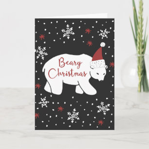 Beary Christmas Santa Hat Polar Beer Feestdagen Kaart