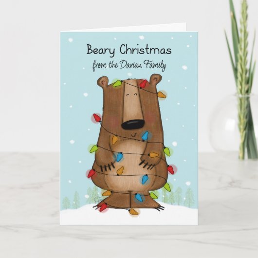 Beary Christmas Tanged Bear Carte de vacances (Devant)