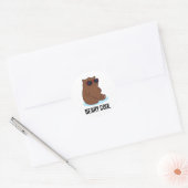Beary Cool Funny Brown Beer Pun Ronde Sticker (Envelop)
