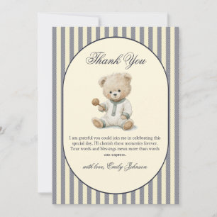 Beary Cute Strepen Baby Shower Bedankkaart Kaart